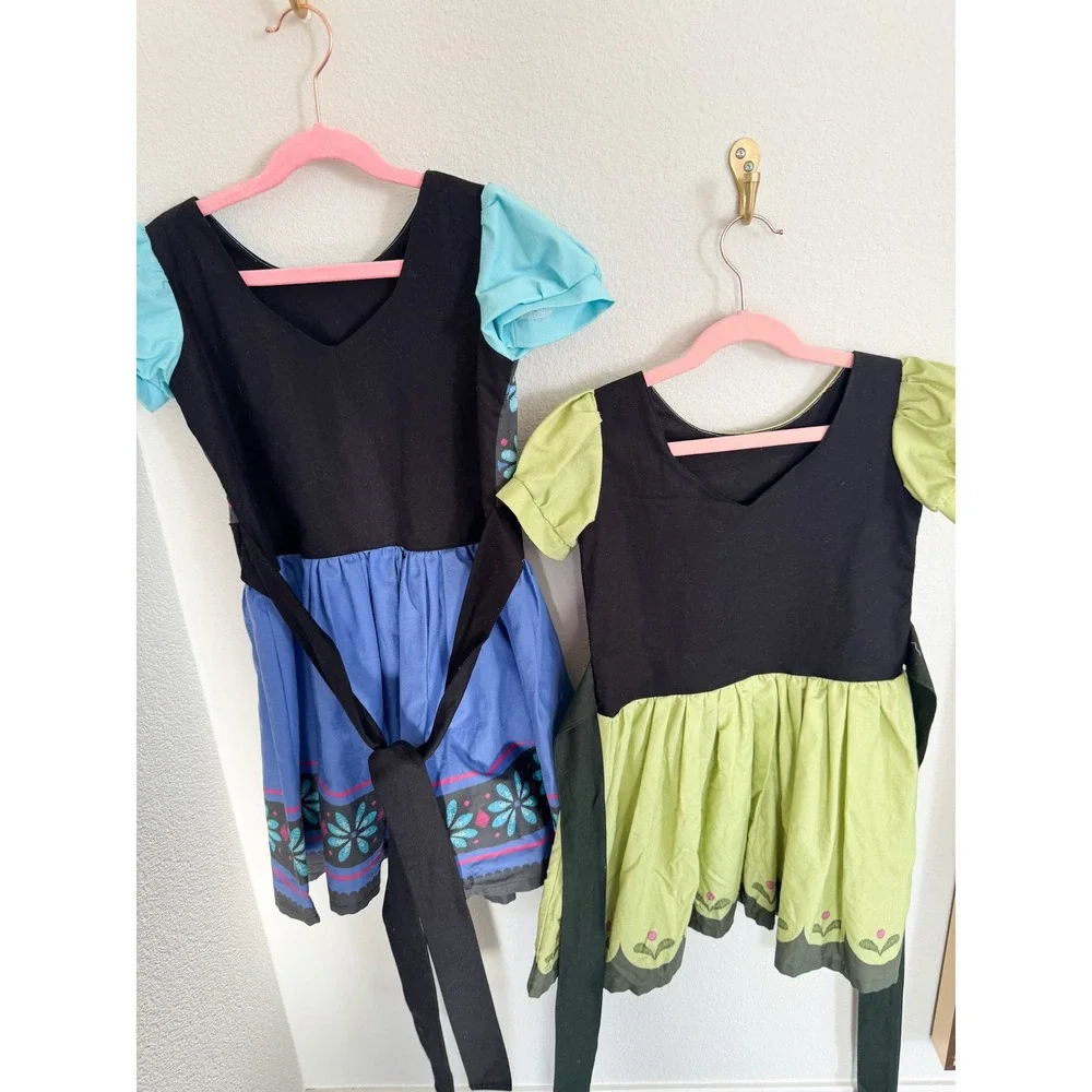 Handmade‎ Frozen Anna and Elsa Dress size 6 and 4 One of a kind